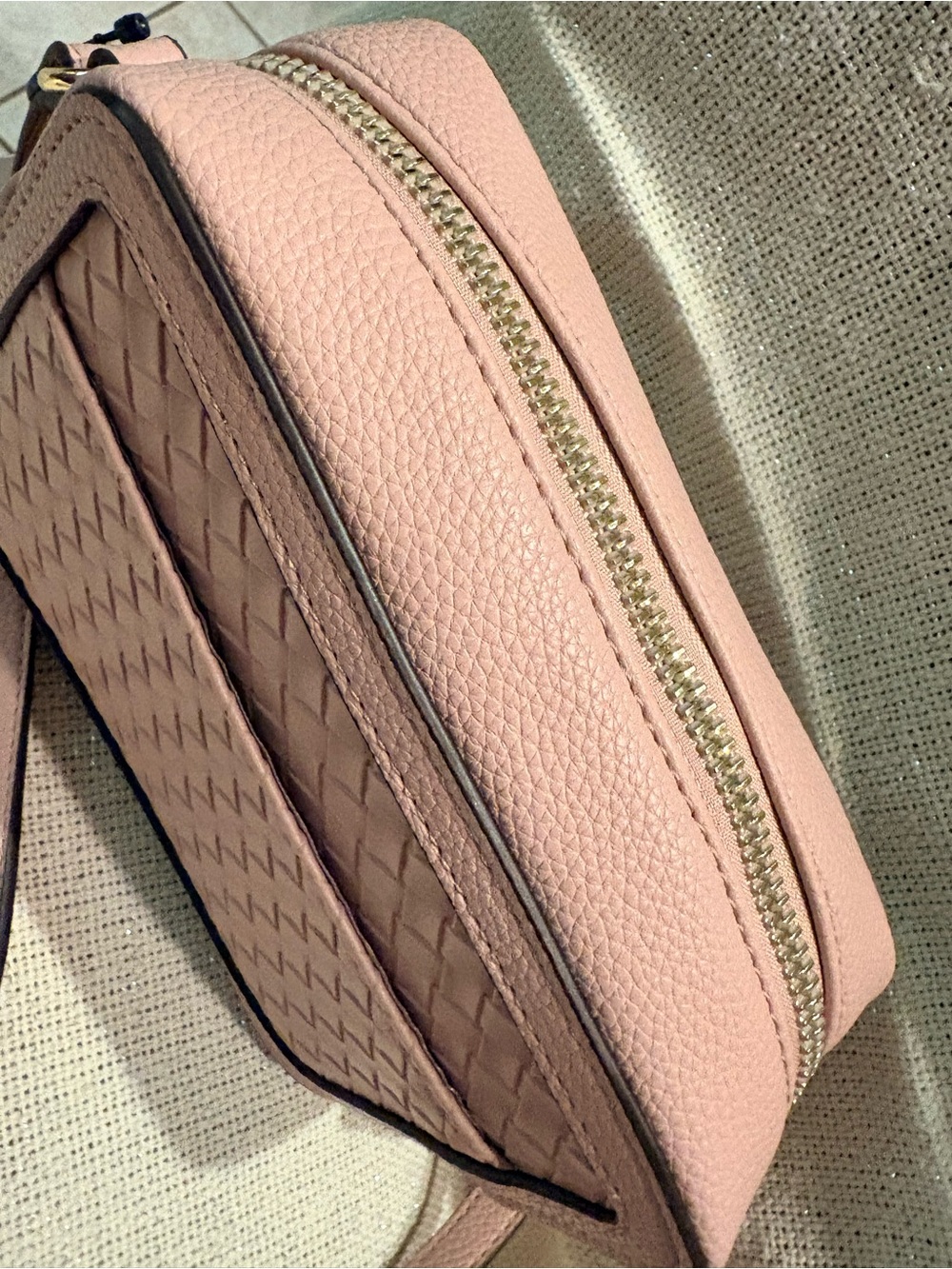 Nautica Blush Light Pink Woven Crossbody Bag - Picture 8 of 11